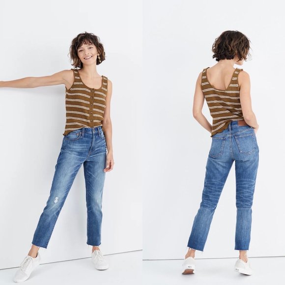 Madewell Denim - Madewell The High-Rise Slim Boyjean in Dover Wash: Raw-Hemmed Edition 25